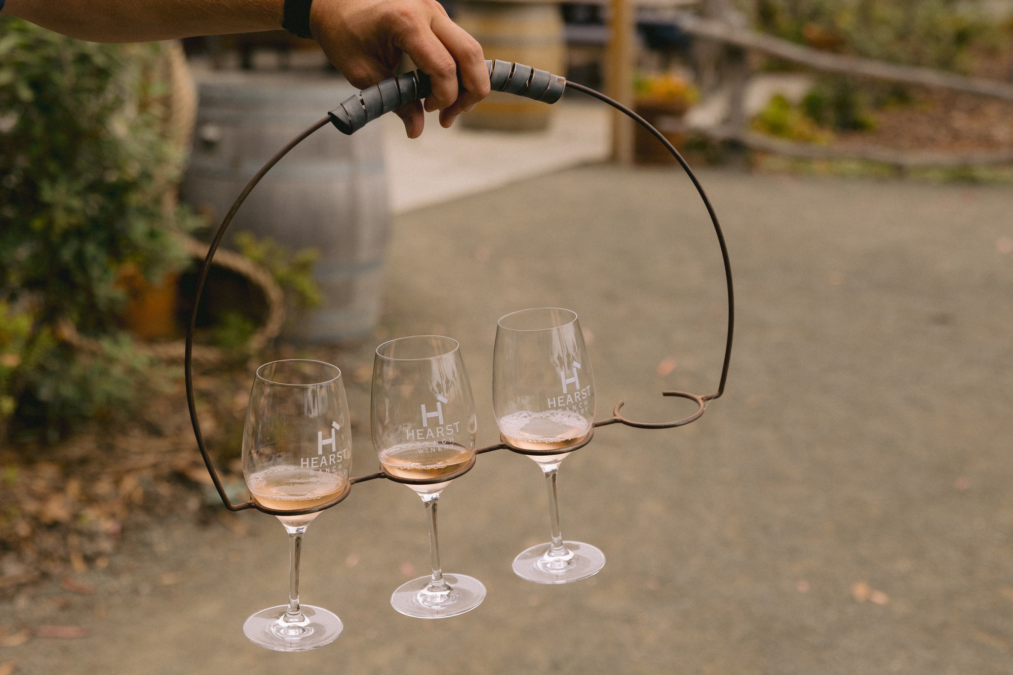 Woman pouring wine for friends.